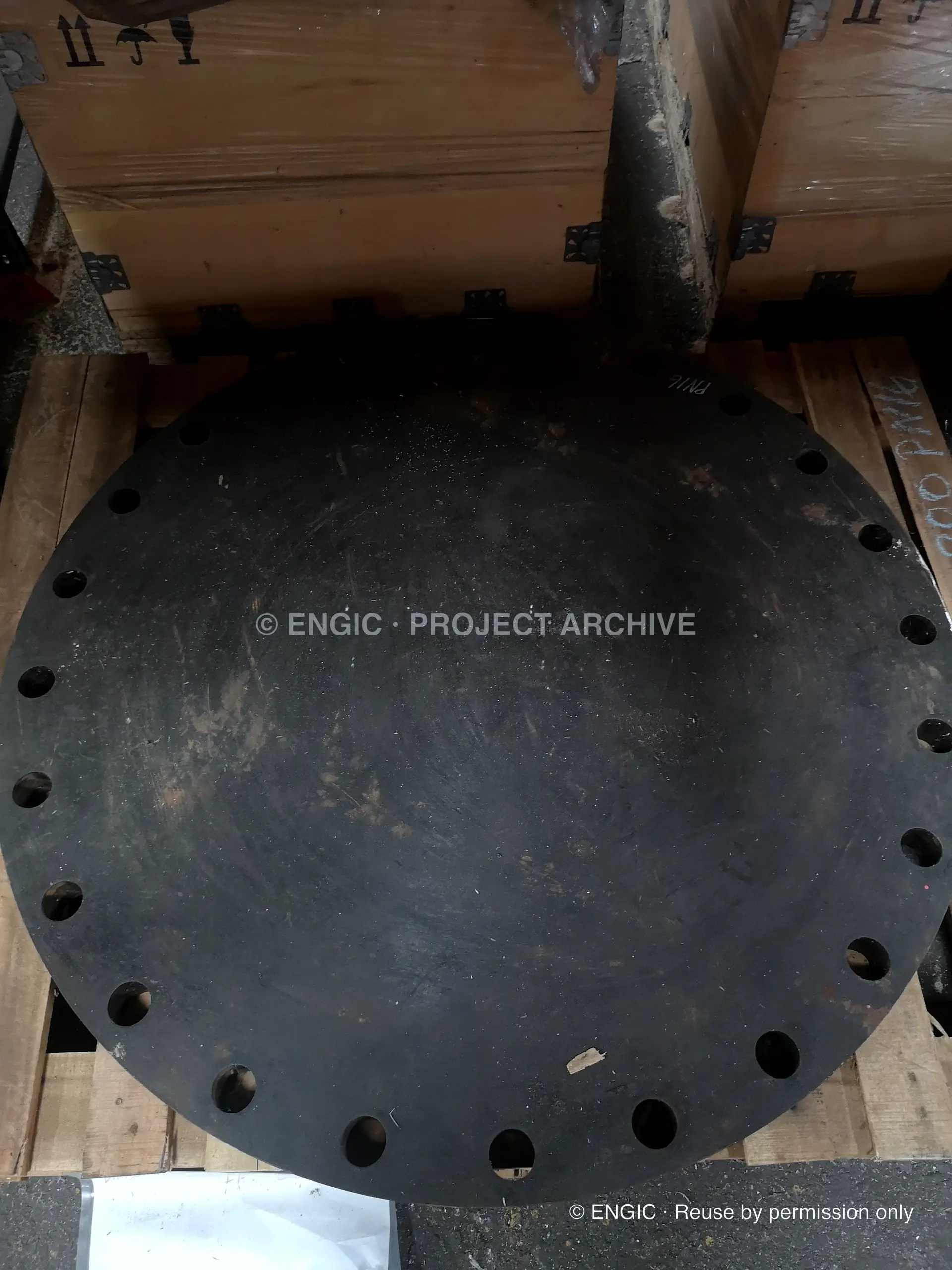 ENGIC-manufactured flanges photographed for the project archive, photographed 10 January 2019