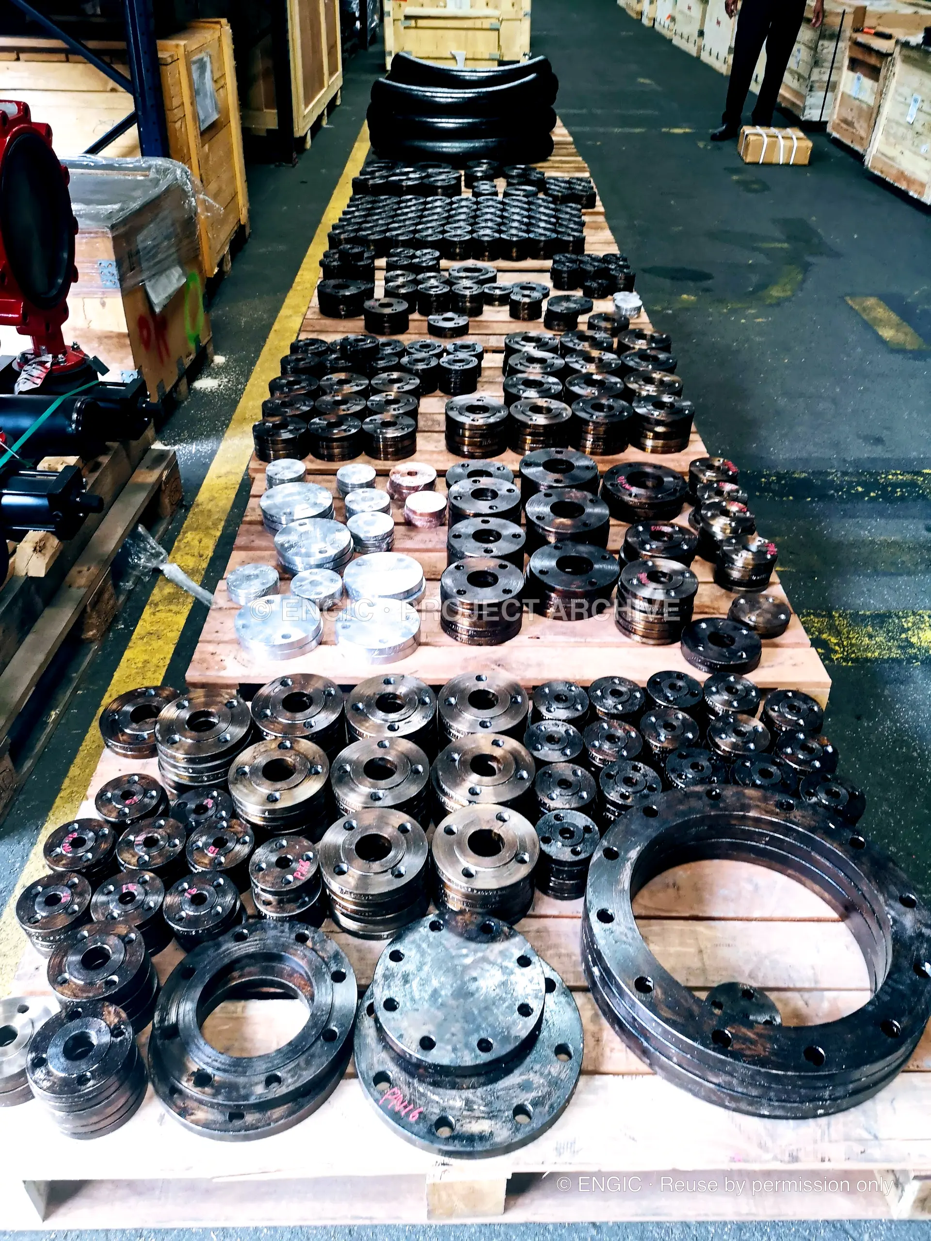 ENGIC-manufactured flanges photographed for the project archive, photographed 15 January 2019