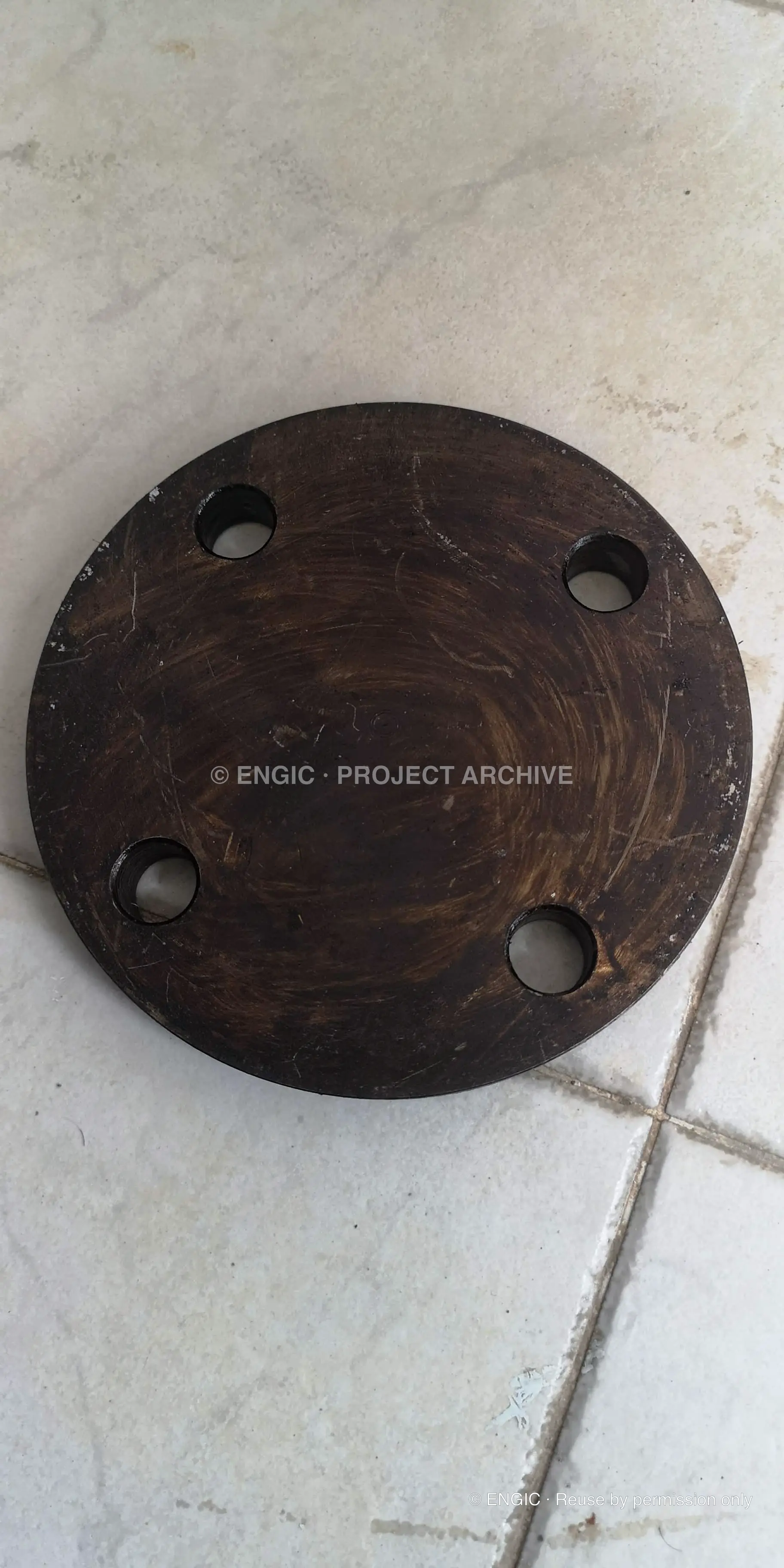ENGIC-manufactured flanges photographed for the project archive, photographed 3 February 2019