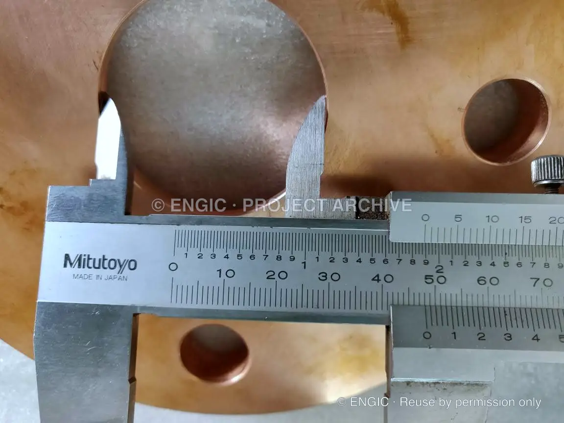 ENGIC-manufactured flanges during inspection and verification, photographed 12 April 2019