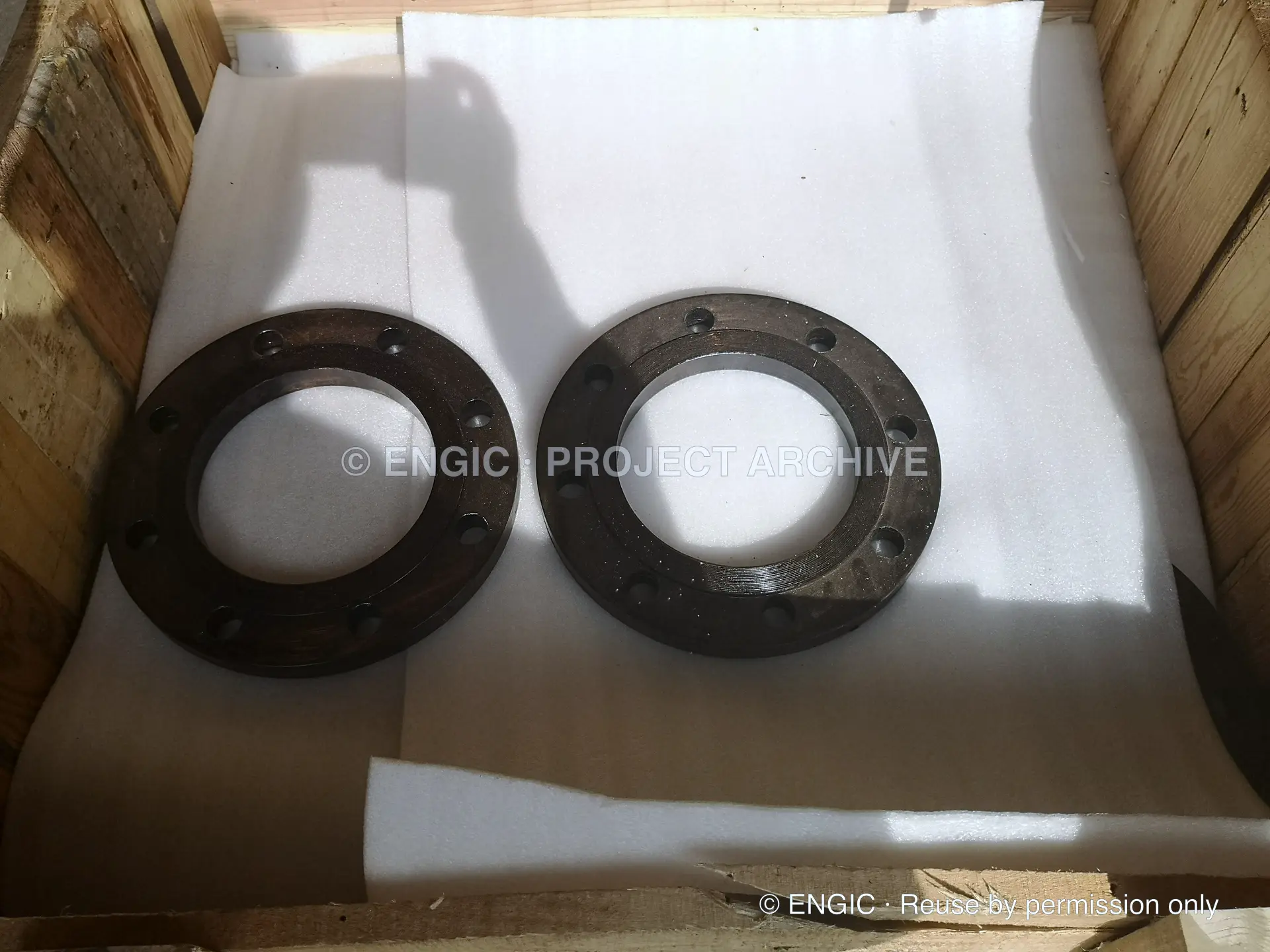ENGIC-manufactured flanges photographed for the project archive, photographed 11 June 2019