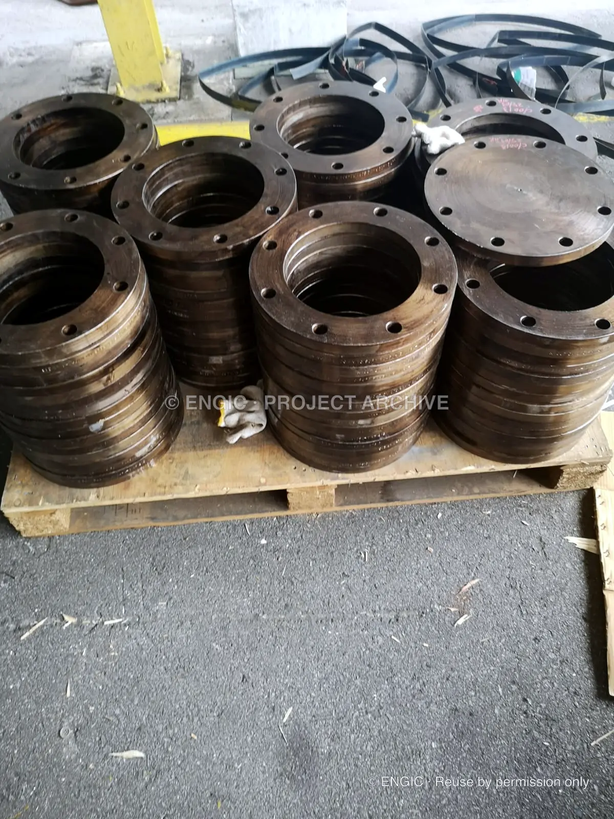 ENGIC-manufactured flanges photographed for the project archive, photographed 25 March 2021