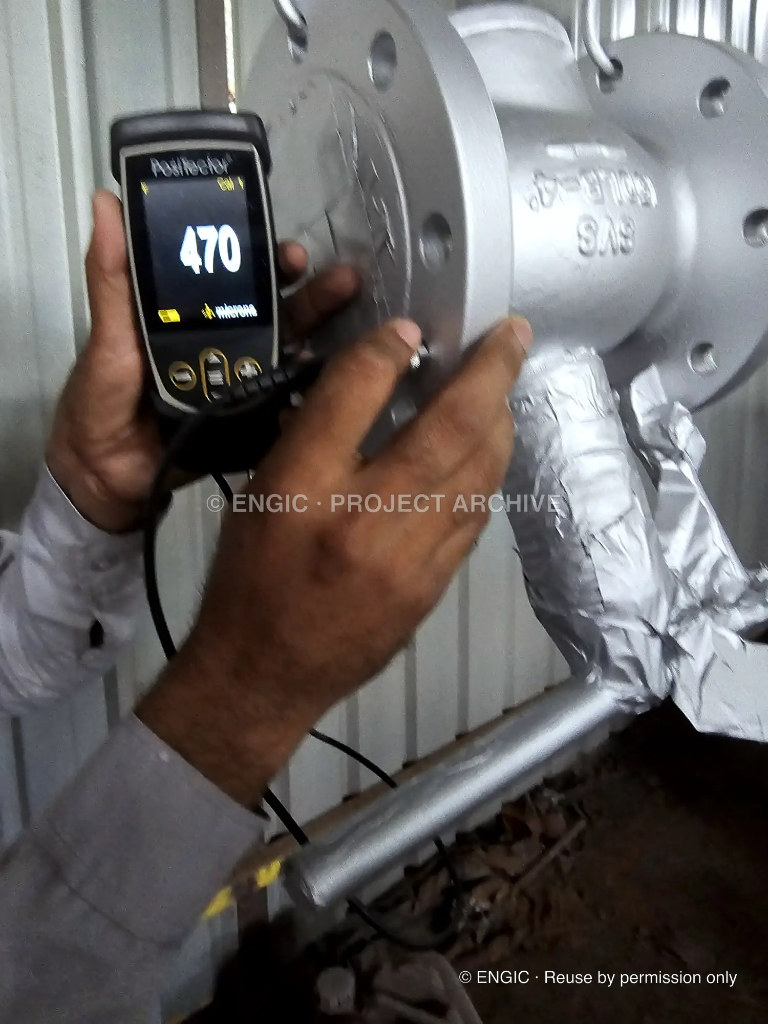 Sourced industrial valves during inspection and verification, photographed 8 August 2024