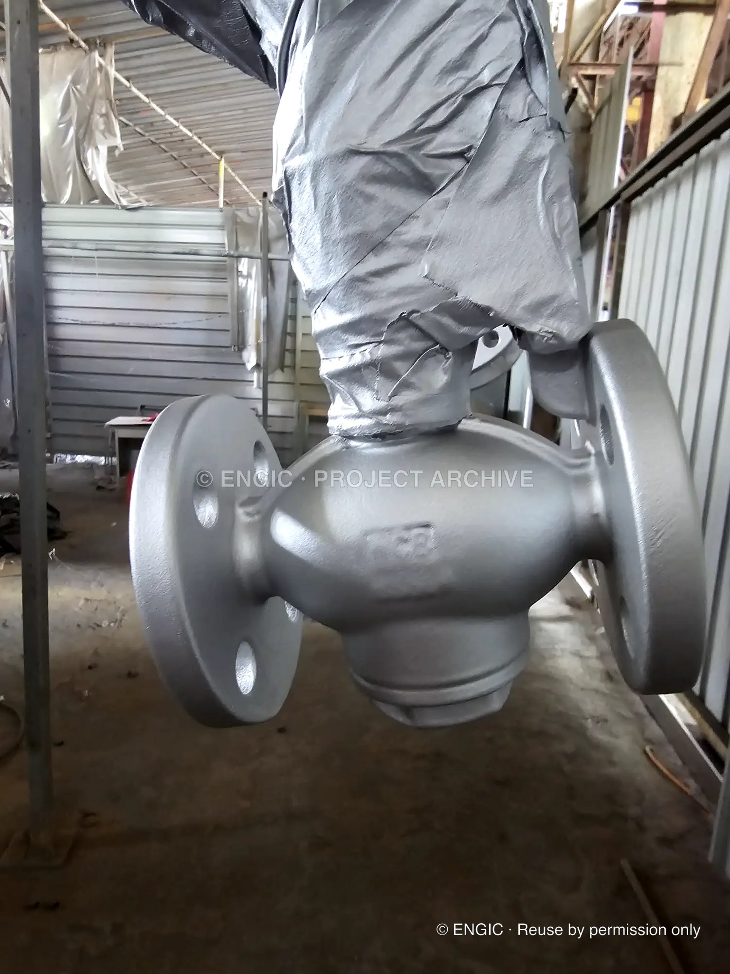 Sourced industrial valves during inspection and verification, photographed 8 August 2024