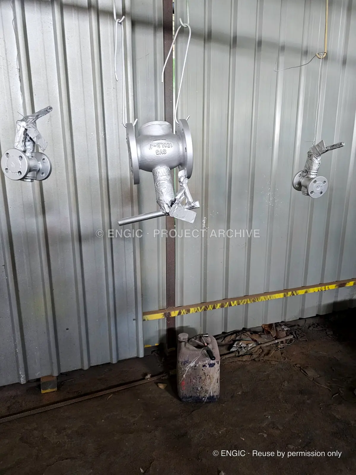 Sourced industrial valves during inspection and verification, photographed 8 August 2024