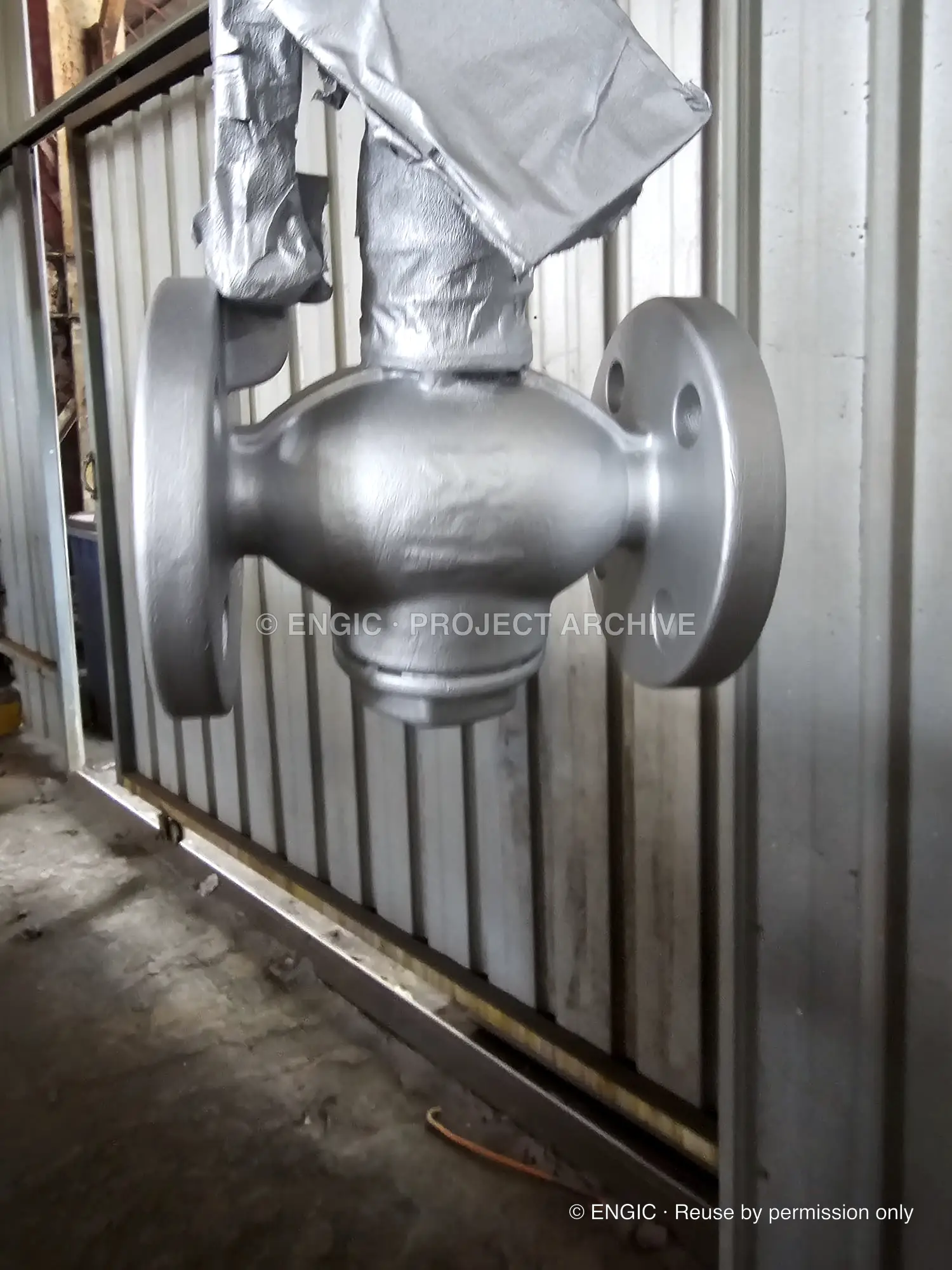 Sourced industrial valves during inspection and verification, photographed 8 August 2024