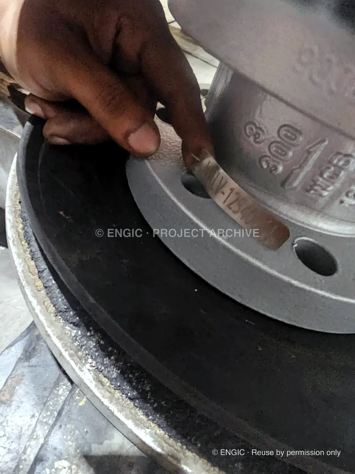 Sourced industrial valves during inspection and verification, photographed 8 November 2024