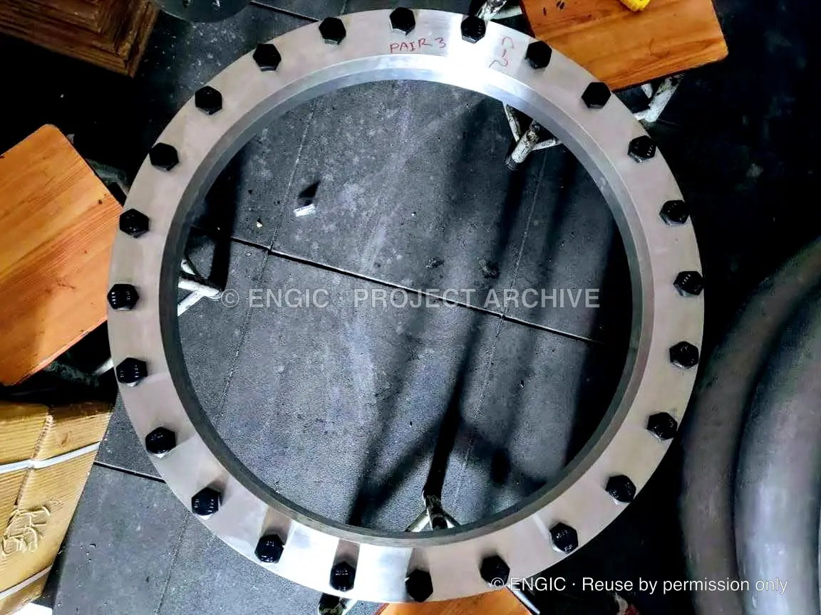 ENGIC-manufactured flanges photographed for the project archive